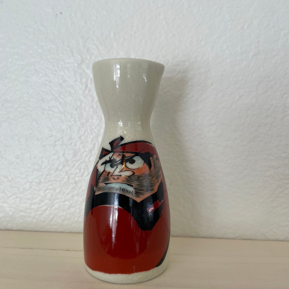 Vintage Daruma Doll Sake Carafe Japanese‎ Ceramic Tokkuri Barware Decor